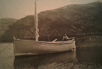 Pàdruig Ghilleasbuig (Peter Morrison) on the Monach Isle (a former RMS Lusitania lifeboat) by Pàdruig Morrison is  in copyright